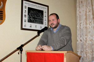 Rafael Herbrik, Vorsitzender des Ortsvereins Stockstadt, begrüßt die Anwesenden