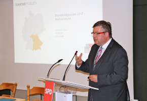 Volkmar Halbleib, Fraktionskollege von Martina Fehlner im Bayerischen Landtag, berichtete ausführlich über die Erkenntnisse der Demoskopie zur Bundestagswahl.